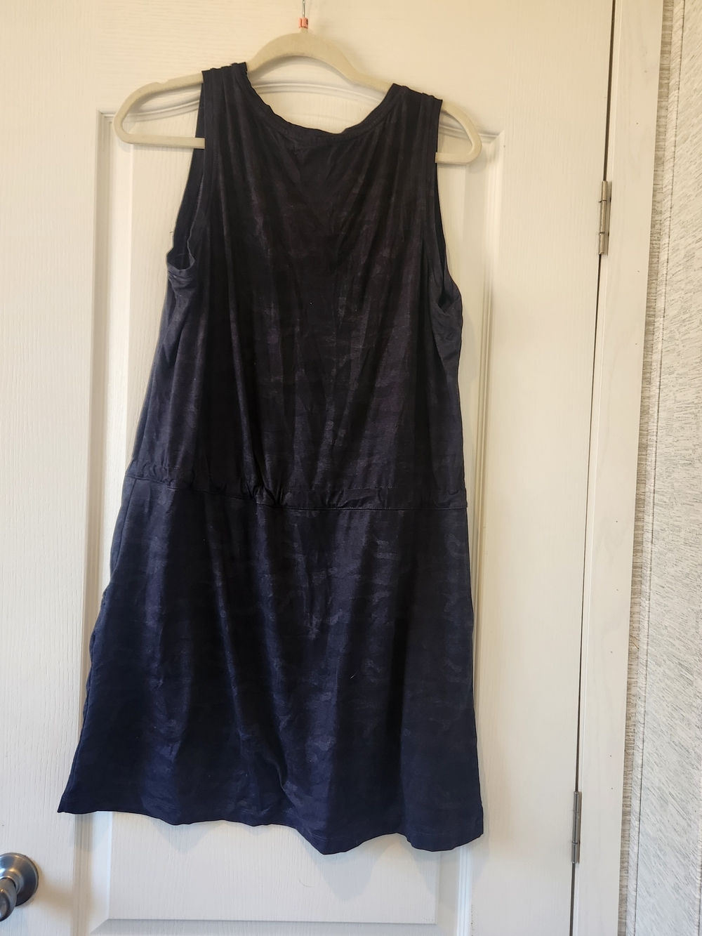Members Mark Casual Black Camo Midi Dress with Drawstring Waist L Euc - Picture 4 of 4